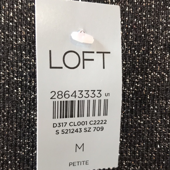 Loft black w silver metallic knit long sleeve sweater dress NWT - Picture 3 of 7